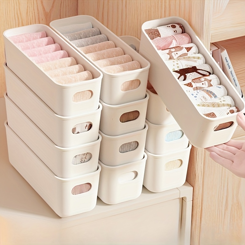 Baby Clothes Organiser - 4개 흰색 플라스틱 보관 상자 -