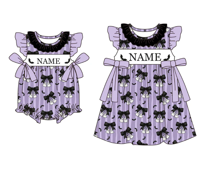 Baby Clothing High Quality - 고품질 할로윈 아동복 보라색 유령 박쥐