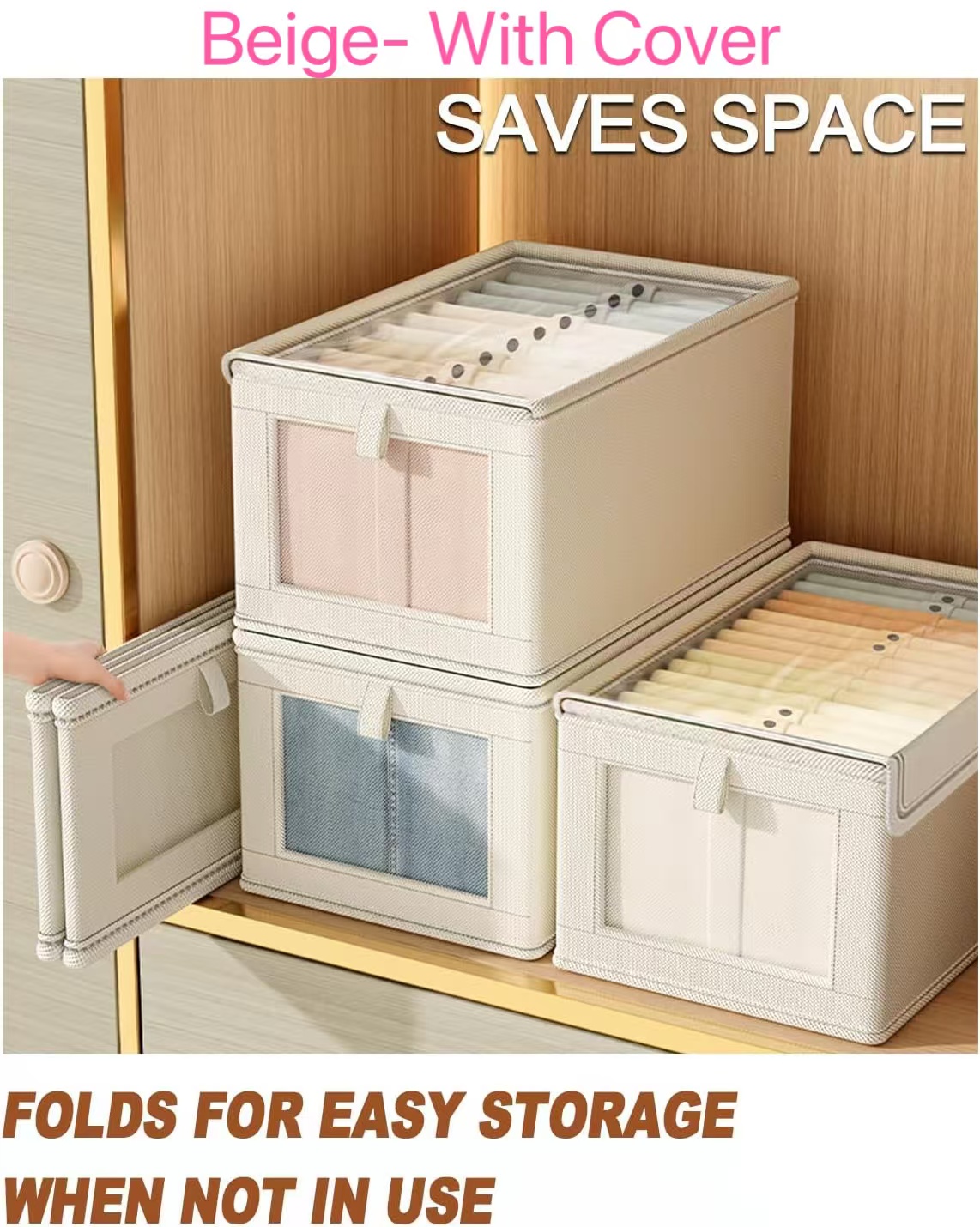 1PC 접이식 옷 보관 상자(투명 창 포함) 옥스포드  - Baby Clothes Organiser 리뷰 및 가격
