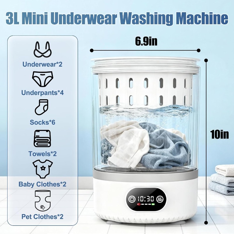 3L 미니 세탁기, 3 in 1 휴대용 세탁 및 탈수  - Baby Clothing Washing Machine 리뷰 및 가격