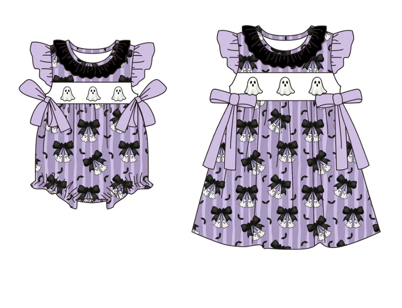 고품질 할로윈 아동복 보라색 유령 박쥐 프린트 아기 여 - Baby Clothing High Quality 리뷰 및 가격